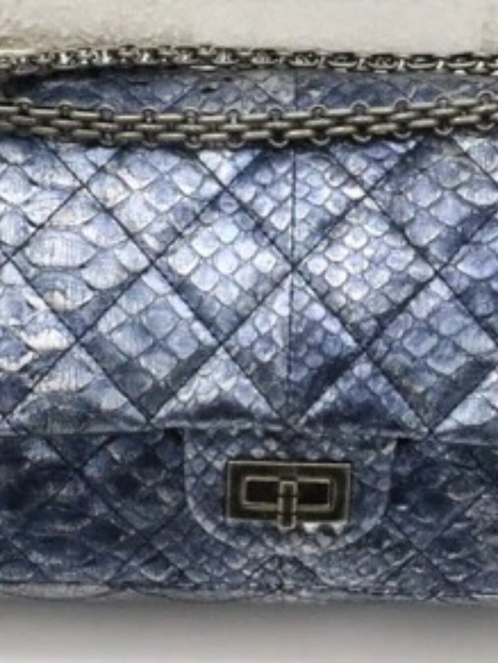 Chanel Blue/Silver Quilted Python Reissue 2.55 Classic Flap Bag 13874706